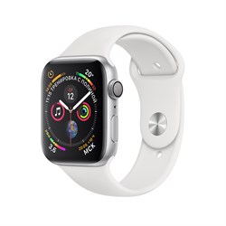 Apple Watch Series 4 GPS Silver Aluminum Case with White Sport Band (Спортивный ремешок белого цвета) Apple Watch Series 4 GPS Silver Aluminum Case with White Sport Band (Спортивный ремешок белого цвета)