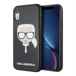 Чехол Karl Lagerfeld Double layer Karl's Head Hard Glitter для iPhone XR, черный - фото 15743