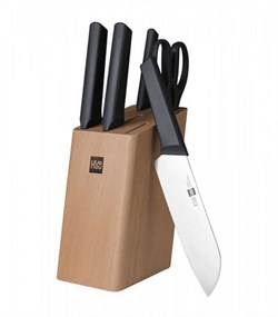 Xiaomi Набор кухонных ножей Xiaomi Huo Hou Fire Kitchen Steel Knife Set с подставкой (6 предметов) HU0057 - фото 19162