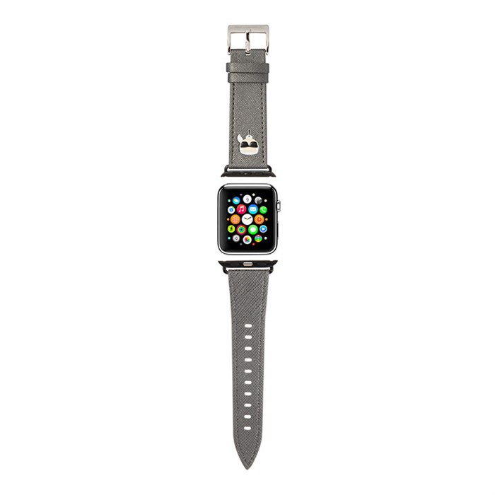 Ремешок Lagerfeld PU Saffiano Karl head для Apple Watch 38-40-41 mm, серебристый - фото 23910