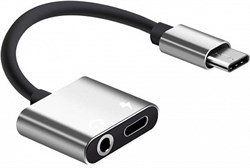 Адаптер 2 in 1 Type-C to 3.5mm Head Aux Audio USB C Cable - фото 9052