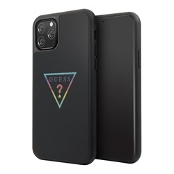 Чехол Guess Iridescent Glitter Triangle logo Hard Multicolor для iPhone 11 Pro, черный