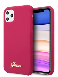 Чехол Guess для iPhone 11 Pro Silicone collection Gold metal logo Hard