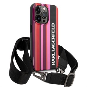 Чехол Lagerfeld Crossbody PC/TPU Color stripes with Strap Hard для iPhone 14 Pro