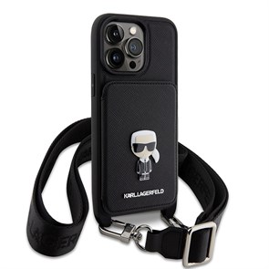 Чехол Lagerfeld Crossbody cardslot PU Saffiano Ikonik metal Hard для iPhone 14 Pro Max