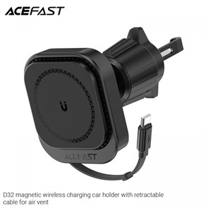 Держатель для телефона ACEFAST D32 Magnetic Wireless Charging Car Holder With Retractable Cable For Air Vent 6434