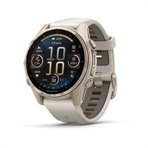 Часы Garmin fenix 8 - 43 mm, AMOLED Sapphire, Soft Gold with Fog grey/dark sandstone silicone band 6984