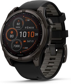 Часы Garmin Fenix 8 47mm Solar Sapphire Carbon Gray DLC Titanium with Black Silicone 7181