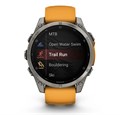 Умные часы Garmin Fenix 8, 47 мм, AMOLED, Sapphire Titanium светло-серый, оранжевый силиконовый ремешок 6695 - фото 36298